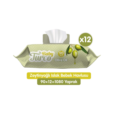 Zeytinyağlı Islak Bebek Havlusu 12x90