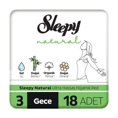 Natural Ultra Hassas Hijyenik Ped Gece 18 Adet