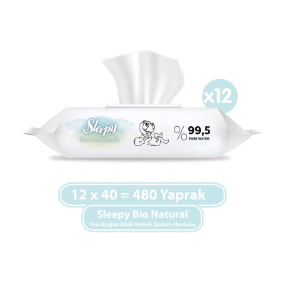 Bio Natural Islak Bebek Bakım Havlusu 12x40