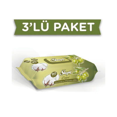 Doğal Zeytinyağlı ve Pamuklu Islak Bebek Havlusu 3x90
