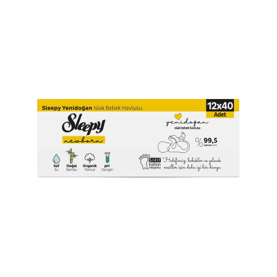 Natural Yenidoğan Islak Pamuklu Havlu 12x40