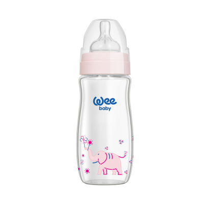 Klasik Plus Geniş Ağızlı Isıya Dayanıklı Cam Biberon Pembe 280 ml